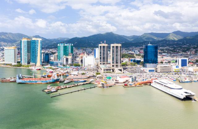 Trinidad capital city Port of Spain aerial view