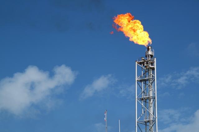 Flaring at an offshore platform.