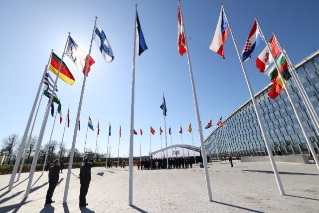 Flags in front of NATO’s headquarters