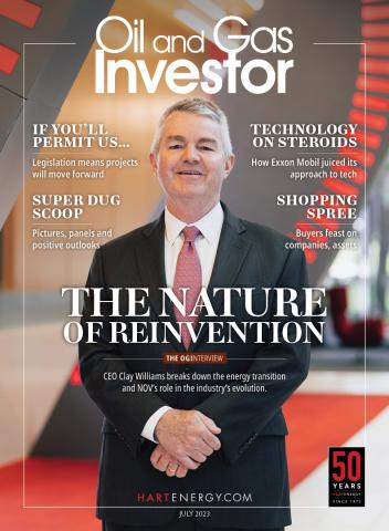 Oil and Gas Investor July 2023 cover featuring NOV CEO, Clay Williams.