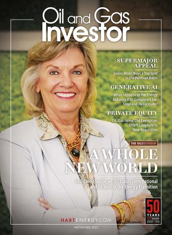 Oil and Gas Investor November 2023 cover featuring Oil States President and CEO Cindy Taylor