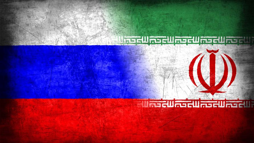 Russia and Iran flags