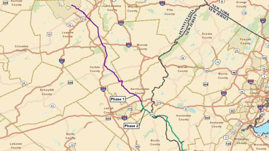 The 116-mile PennEast Pipeline would have transported 1.1 billion cubic feet per day of natural gas. (Source: PennEast Pipeline Co. LLC)