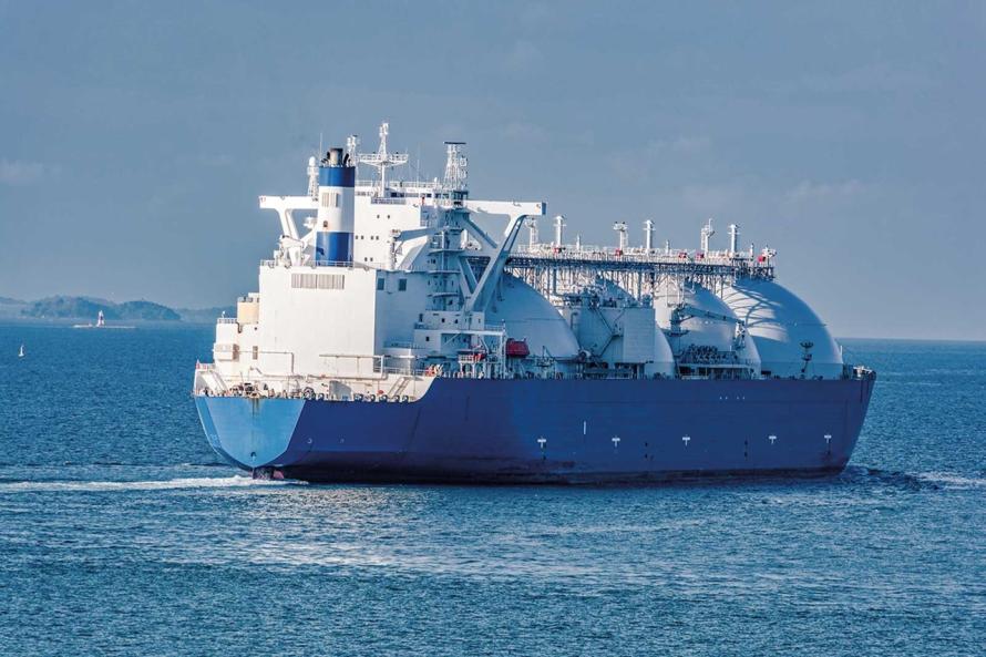 LNG ship sailing the waters off Europe.