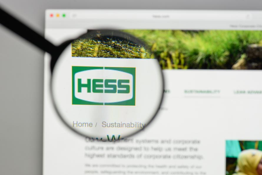 Hess Corp.'s logo magnified on the company's website. 