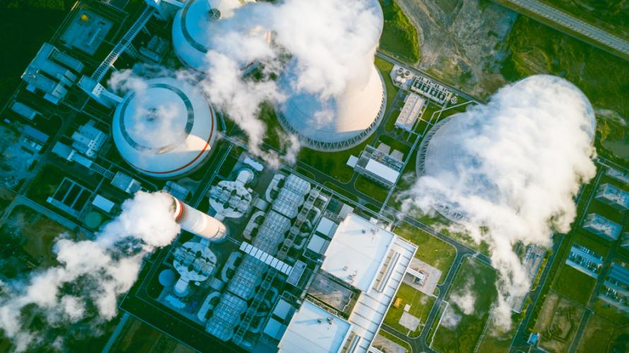 Aerial view of a thermal power plant