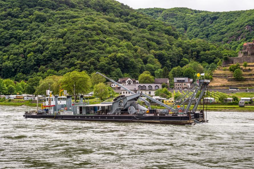 Service vessel in the Rhine Valley, Germany. 