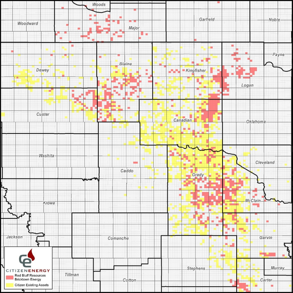 Hart Energy July 2022 - Citizen Energy Red Bluff Resources Bricktown Energy acquisition map