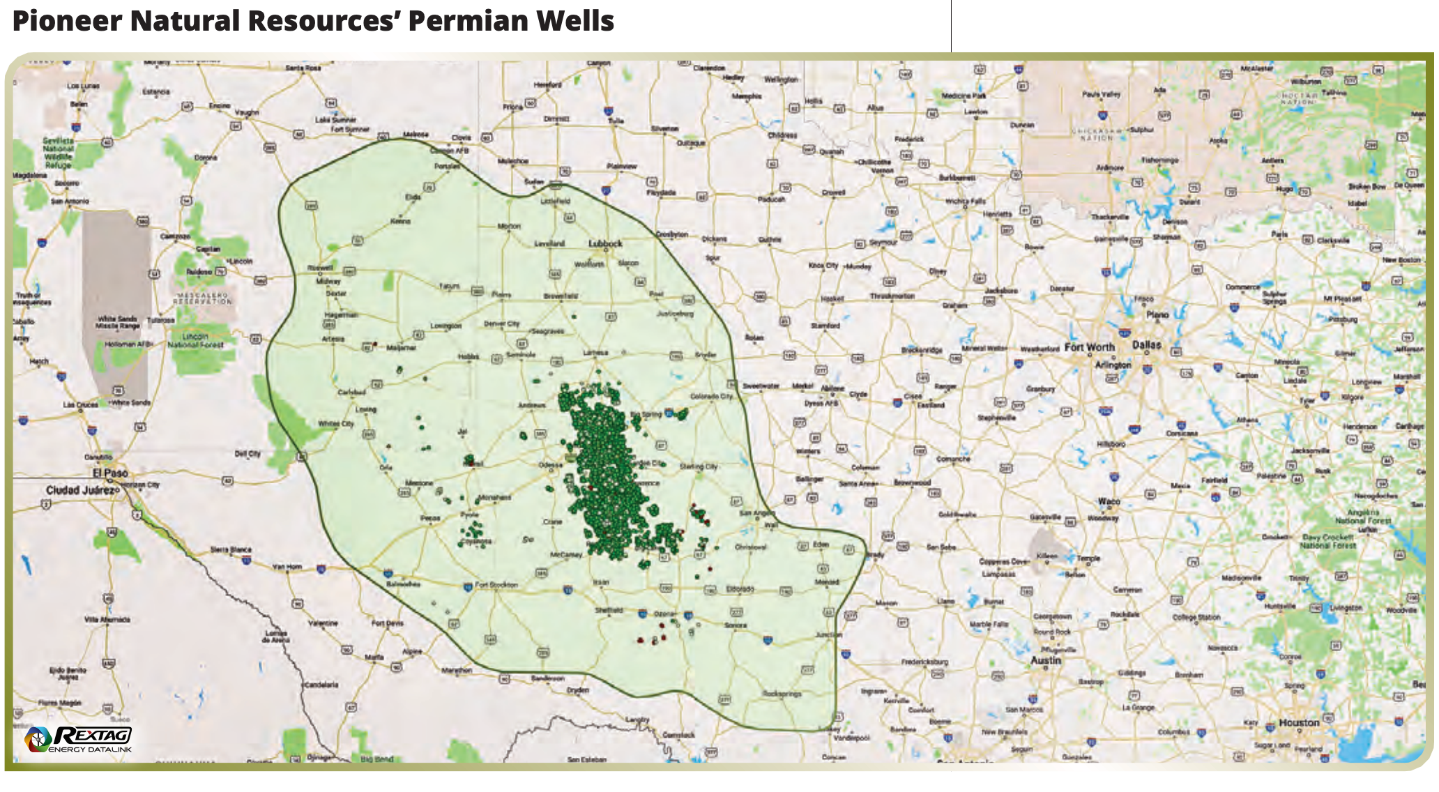 Oil and Gas Investor April 2022 The Permian Pursuit - Pioneer Natural Resources Permian Wells Rextag Map